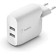 Belkin Doppio caricabatteria da parete USB-A da 24 W Boost Charge (per iPhone 14, 14 Plus, 14 Pro, 14 Pro Max, iPhone 13, iPh