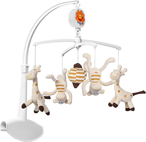 BabyOno Universal Nursery Baby Cot Bed Mobile Music Lullaby | Giraffes & Monkeys