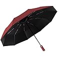 Brigattes Automatic Open And Close Umbrella Flashlight Handle for Night | Sunlight And Rain |Durable Frame Windproof, Water Resistant Foldable Umbrella For Men & Women [ Maroon]