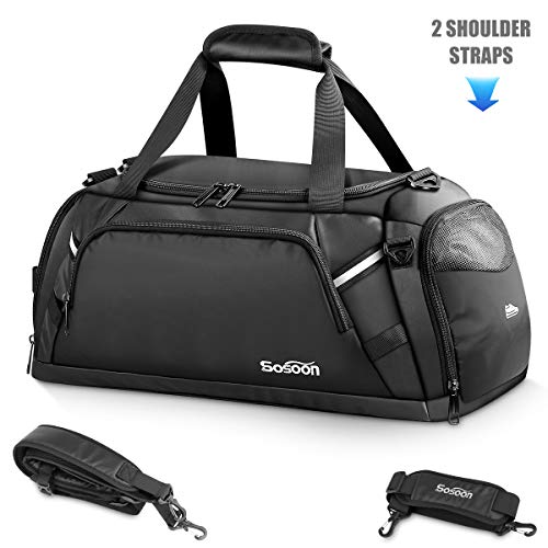Sports Gym Bag with Shoes Compartment Wet Pocket Travel Overnight Weekend Duffel Bag for Men Women, 38L