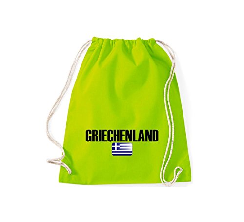 Shirtstown Turnbeutel Griechenland Land Länder Fussball, Lime