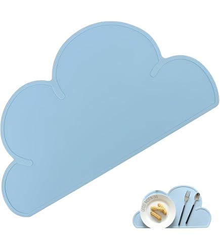 Tovaglietta In Silicone Per Bambini A Forma Di Nuvola, Verde, Antiscivolo, Impermeabile, 47x27 Cm - 4