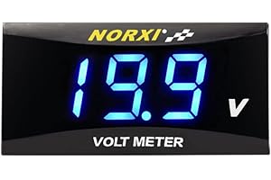 NORXI Voltímetro Digital de Motocicleta Voltímetro DC 12V Voltímetro Con Función de Alarma de Baja Tensión Voltímetro Impermeable de Motocicleta a Bordo (Azul)