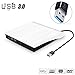 Produktbild External DVD Laufwerk,Hugoo USB 3.0 Externe DVD-RW DVD CD Brenner Laufwerk Burner Drive Superdrive für Apple MacBook Pro, Air and iMac, Windows 2000/XP/Vista/7/8/8.1 ,PC und Laptops/Desktop mit USB-Ports -Weiß