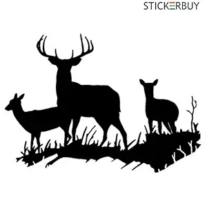 stickerbuy Interesting Deer Family Car Styling Waterproof Vinyl Car Stickers and Decal Black l x h(17.50 x 12.50cm)