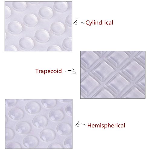 Outus Transparent Gummi Anschlagdämpfer Klebstoff Stoßfänger Pads Selbststab Schutzpuffer Türpuffer Pads Stoßfänger Puffer Möbel, Zylindrisch, halbkugelförmig, Trapezförmig, 96 Stück - 2