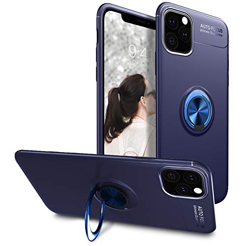 SQMCase Funda iPhone 11 6.1 Inch 2019, Estuche TPU Suave Resistente los arañazos con Soporte de Anillo rotación [Trabajar con Soporte magnético para automóvil] para Apple iPhone 11,Azul