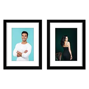ArtX Wood Glass Photo Frames With Mount (Black Color, 4X6 Photo Size, 7X9 Frame size) (Set of 2)