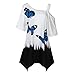 Produktbild Rovinci Damen Frauen Bluse Floralen Bedrucktem Blumendruck Kurzarm Bauchfreies Mode Crop Westen Hemd Oberteil Sommer Cool Lässiges Schulterfrei Schmetterling Tank Lang T-Shirt (XXXXXXL, Dunkelblau)