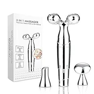 Fastyle Face Roller Massager, 3-IN-1 Electric 3D Vibrating Roller Facial Massager Beauty Bar Kits Face Eye Nose Skin Care Facial Tools for Face Lift Anti-Aging Anti-Wrinkles Skin Tightening