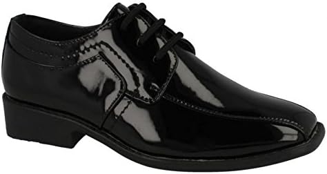 JCDees Boys New Shiny Patent Lace Up Wedding Smart Suit Black Formal Shoes Size 13-5 - Black - UK 2