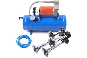 BURUIYOTEN Train Luft Horn Kit Mit Kompressor Tank Durable Suv Car Truck 12V 150Psi 6L Air Compressor Trompete Hupe Trumpet Dc Neu Luftkompressor ReifenfüLler Dhl Komplettsystem Trumpethorn FüR Huge Sound