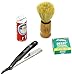 SF228 Shaving Factory Straight Razor (Black), Shaving Factory Hand Made Shaving Brush, 100 Derby Professional Single Edge Razor Blades and Arko Shaving Soap Stick
