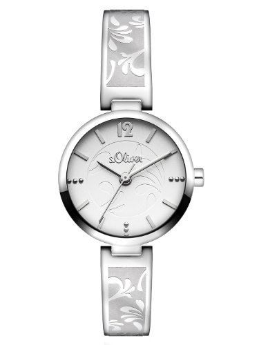 s.Oliver SO-2763-MQ - Reloj analógico de cuarzo para mujer con correa de acero inoxidable, color plateado