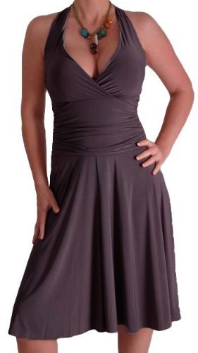 Preisvergleich Produktbild EyeCatchClothing - Nicole Neckholder Kleid Charcoal Gr. 8 UK / 36 EU