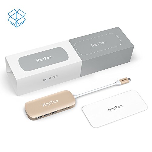 HooToo USB-C Hub mit drei USB 3.1 Gen 1 Anschlüssen, HDMI-Anschluss, SD-Kartenleser (Stromversorgung für USB-C Aufladung, Plug und Play, Aluminiumlegierung) für neues Macbook und Chromebook Pixel, Gold - 7