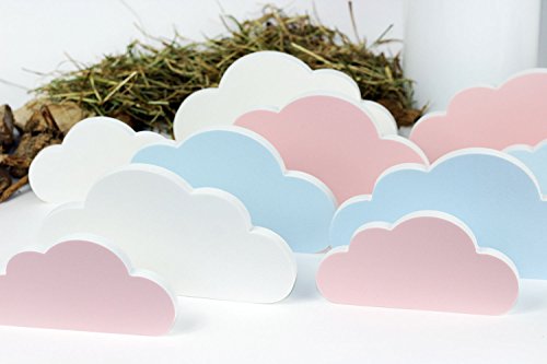 luvel – 3D-Wanddeko Kinderzimmer 5er-Set – (M6) *** NEUHEIT *** süße weiße Wolken mit 3D-EFFEKT in TOP Qualität / 10mm Kunststoff / MADE IN GERMANY - 6