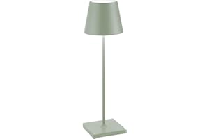 Zafferano, Poldina Pro, Lampe de Table Rechargeable et Sans Fil avec Contrôle Tactile, Utilisable également comme Lampe d'Extérieur, Dimmer 2200-3000 K, Hauteur 38 cm, Couleur Sauge
