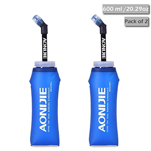 Triwonder Flaconi morbidi pieghevoli in TPU Borraccia pieghevole BPA-Free per pacchetto idratazione - Ideale per l'esecuzione di escursioni in bicicletta (600ml / 20.29oz - Confezione da 2)