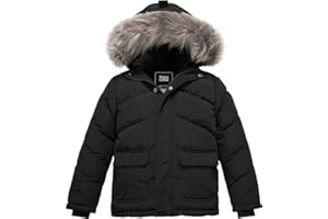 ZSHOW Garçon Manteau Rembourré en Coton Chaud d'hiver Veste d'Extérieur Résistante à l'eau Manteaux à Capuche en Fausse Fourrure Puffer Blouson Coupe-Vent