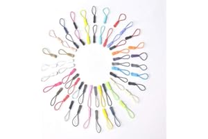 Febbya 56 Piece Pull Cord Zip Puller Tag with Grips for Backpack Clothing Sportswear TPU Nylon 2.5 x 0.9 cm 28 Colours