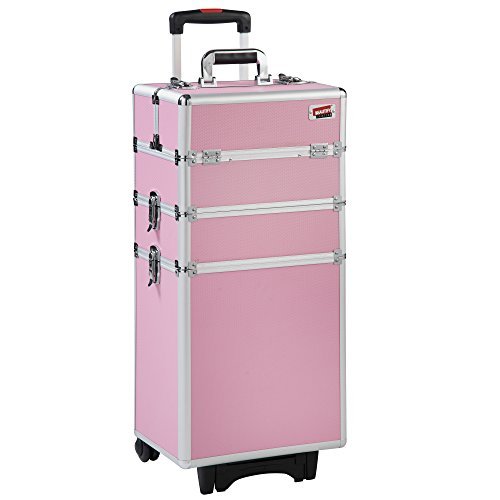 Beautify Professional Pretty Pink 4-in-1 Aluminium Cosmetics Case Beauty Trolley/Vanity Box (760 x 350 x 250mm)