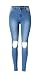 Produktbild iRachel Damen Jeans Hose Skinny Röhrenjeans Bleistifthose Hose Denim Dünn Rise Ripped Loch Bleistift Destroyed Hose