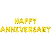 TRIXES Happy Anniversary Ballons – 16 Folienbuchstaben, Rosen-gold, 40cm, Partydeko Für Jubiläum
