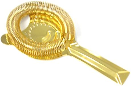 GIVESURPRISE COCKTAIL STRAINERS 2-Prong 7-Inch Dense Wires Stainless Steel Bar Strainer, Gold