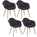Produktbild WOLTU® BH55sz-4 4 x Esszimmerstühle 4er Set Esszimmerstuhl mit Lehne Design Stuhl Küchenstuhl Leinen Holz Schwarz
