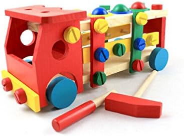 Ukamshop(TM)Kid Educational Wooden Toy Disassembly Screw Nut Vehicle Car Knock Ball