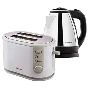 Butterfly Slice Toaster + Electric Water Kettle 1.5 L, Black, Medium