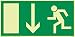 Produktbild Schild Notausgang Pfeil nach unten langnachleuchtend 297x148mm PVC selbstklebend gemäß BGV 8A (Fluchtwegschild Notausgang Rettungszeichen Rettungsweg Rettungsschild) Dreifke®