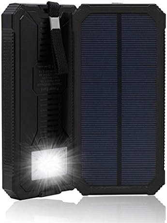 Solar Charger 20000mAh Dual USB Port Portable Power Bank External Battery Pack Waterproof with LED Lights for iPhone iPad Laptops Smart Phones and Other Digital Devices Ourdoor Sports (Black)