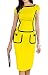 Produktbild COMVIP Sommer Damen Elegante Etuikleid Schlauch kleid Cocktailkleid Casual Kleid Kurze Ärmel L Gelb