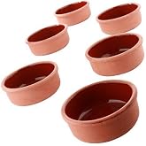 Tam Set i&ccedil;i Sırlı Toprak G&uuml;ve&ccedil; Kasesi 6 Adet Fırın S&uuml;tla&ccedil; Kasesi Dış Y&uuml;zeyi Naturel Porsiyonluk Kase