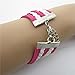 DDLBiz® Vintage Antique Hot Pink Infinity Double Love Friendship Leather Rope Alloy Charm Bracelet Wristband