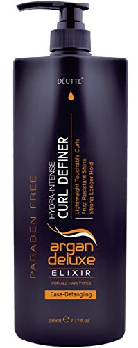 DeUtte Argan Elixir Definer Cream for Curly Hair - Lightweight Natural Moisture Curl Cream, 230 ml