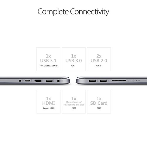ASUS VivoBook Slim S410UA-BV134T 14-Inch Laptop  Grey  -  Intel Core i5-8250U  8 GB RAM  512 GB SSD  Windows 10 