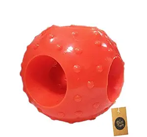 The Pets Company Natural Rubber Ball Dog Chew Toy, Puppy Teething Toy, 3 inches, Colour May Vary