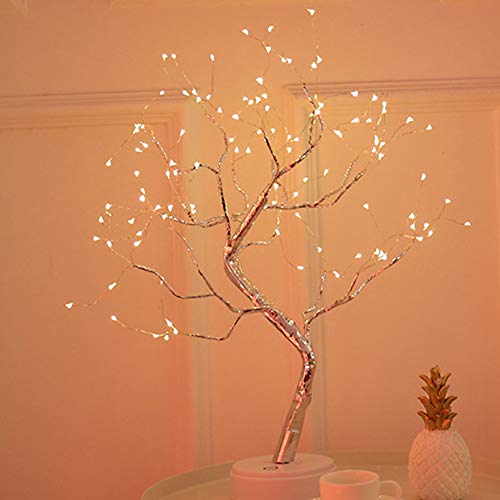 Lámpara de alambre de cobre, LED con forma de árbol ajustable estilo