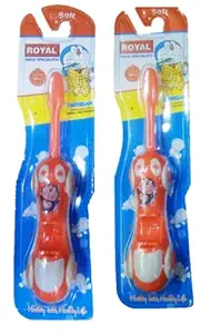 Soft Bristle Kids ToothBrush foldable in to Toy Car, royal doremon formula 1