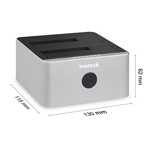 Inateck Aluminium USB 3.0 zu SATA dual-bay USB 3.0 Festplatte Dockingstation mit offline Clone Funktion für 6,3 cm & 8,9 cm HDD SSD SATA (SATA I/II/III), Unterstützung UASP & Werkzeuglose (FD2102) - 3