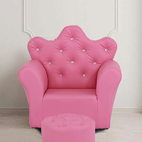 Kids Sofa Set Children's Armchair Girls Seat with Footstool PU Leather - Rose