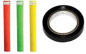 HeadTurners Plastic Cricket Bat Grips - Set of 3 with 1 PC Non-Moving Bat Grip Handle Tape (Colour May Vary)