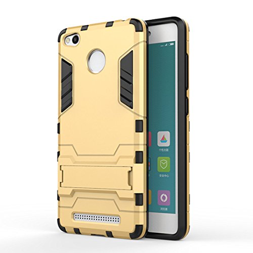 DBIT Xiaomi Redmi 3 Pro funda Alta calidad Escabroso Durable Estuche protector TPU PC funda carcasa case con pata de cabra para Xiaomi Redmi 3 Pro Oro
