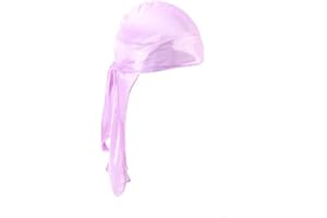 Treer Durag Bandana Cappello Accessori Turbante Donna Copricapo, Seta Tinta Unita Elegante Coda Lunga Fascia Pirata Flessibile Baotou Morbida Musulmano Hijab Unisex