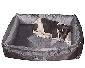 comfy pet Heavy-Duty Polyfiber Filled Waterproof Dual Side Usable with Mat Summer Special Dog/Cat Bed (Black and Grey, Small)