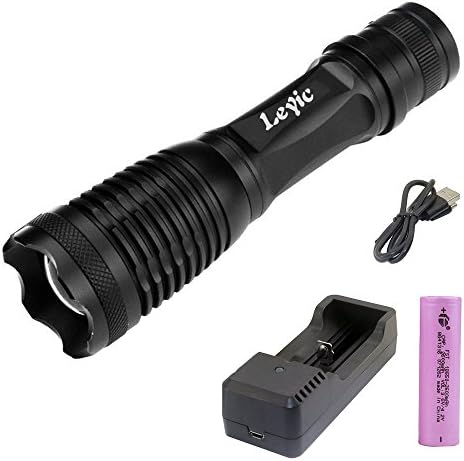 High Power Super Bright CREE T6 LED Flashlight Handy Torch Mountain Bike Headlight, Rechargeable LED Bike Front Light—Perfect for Outdoor Camping/Hiking ( with batteries and charger included)