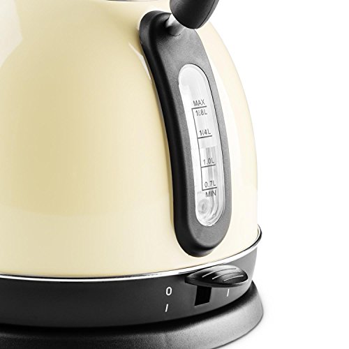 Klarstein • Teatime • Wasserkocher • Wasserkessel • Teekocher • Edelstahl • Retro Teekessel Design • 1,8 Liter • 3000 Watt • kabellos • Cool-Touch-Griff • Basisstation mit Kabelaufwicklung • abnehmbarer Edelstahldeckel • auswaschbarer Kalkfilter • creme - 6